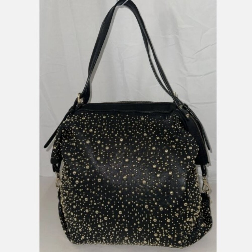 LEMARESCA LONDON ❤️ Black Leather Gold Studded Hobo bags Shoulder Handbag ITALY